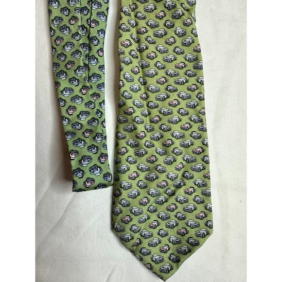 VINEYARD VINES Martha's Vineyard Men's 100% Silk Tie Green Made in USA Cars - Picture 2 of 8